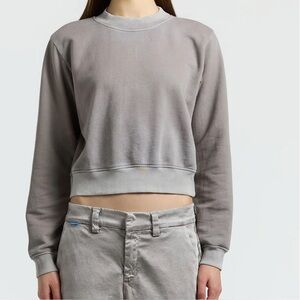 Cotton Citizen Milan Crew Vintage Chalk Cropped French Terry  Sweatshirt Med